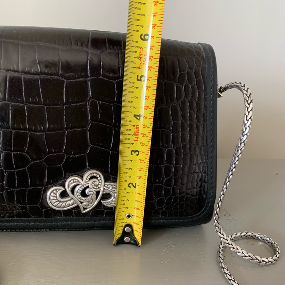 Brighton Black Croc-Embossed Shoulder Bag with Silver Chain - Picture 7 of 8